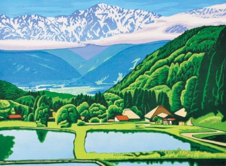 山を望む棚田（長野県 白馬村）40×55cm　2013年