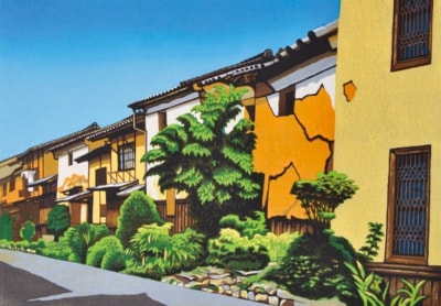 黄色い壁の通り（愛媛県 大洲市）40×55cm　1993年
