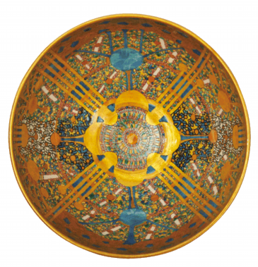 色絵金銀彩幾何宇宙茶碗