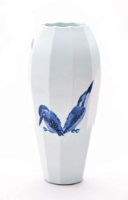 染付花器「翡翠」 径19.5×高さ41.5㎝