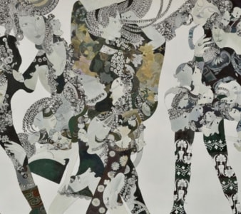 「追憶」（部分）白と黒の物語シリーズより 113×190cm