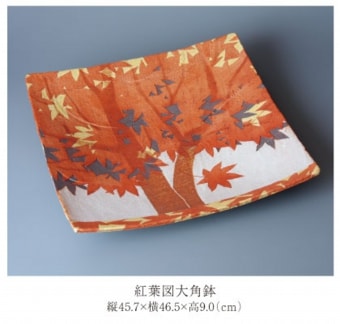 紅葉図大角鉢