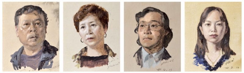 肖像 油彩 各30×35cm