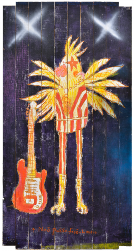 「Glitter bird」174×88cm Carving acrylic oil pastel on a board