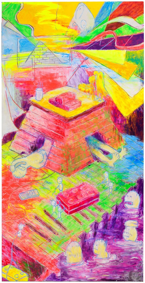 「うたた寝」182×91cm Carving acrylic oil pastel on a board