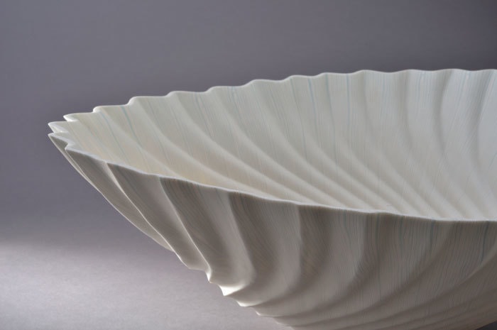 Nerikomi Porcelain「Snow sapphire」　w500×d410×h180（mm）