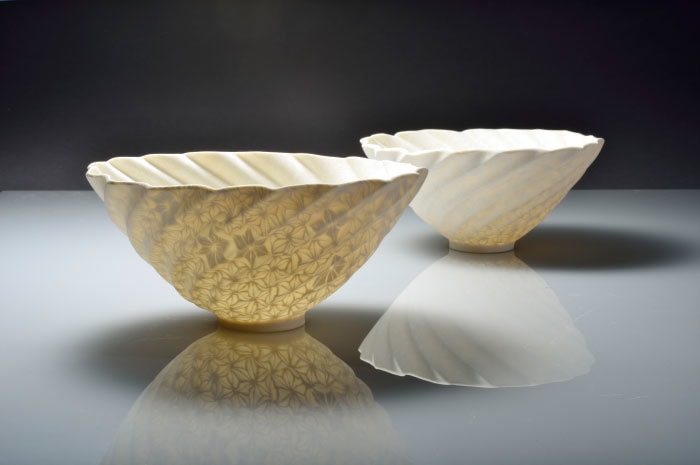 Nerikomi Porcelain bowl「麻の葉」Φ195×h90（mm）