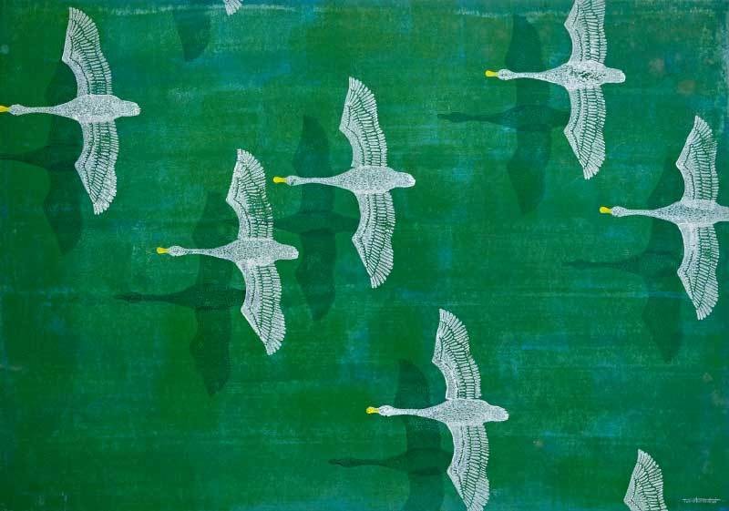 Wataridori 51.5×73（cm） 2017年 アクリル、和紙