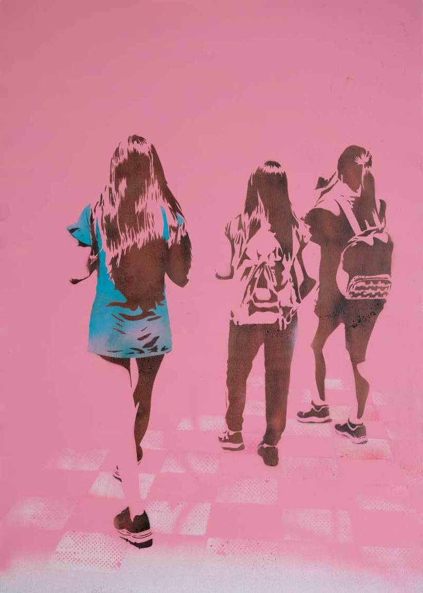 girls （728mmx515mm/アクリリックインク・スプレー /ステンシル） 2021